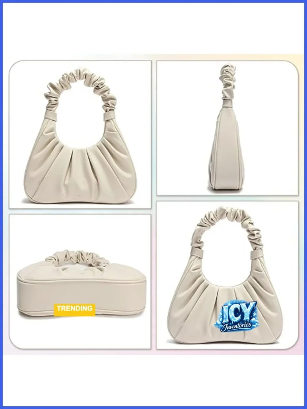 Mini Cloud Leather Hobo Shoulder Bag Waterproof Zipper Closure Handbag Purse